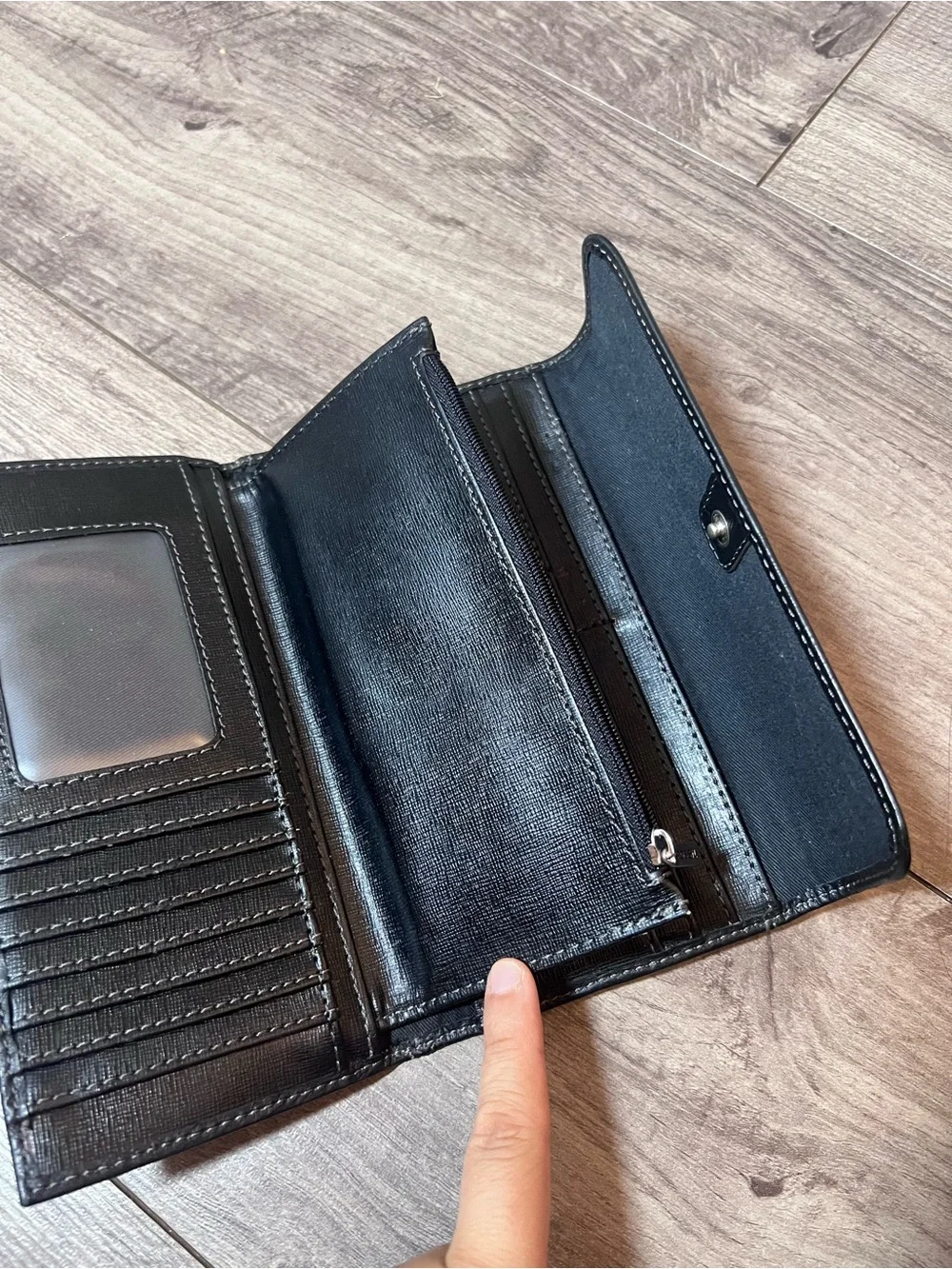 Fossil Black Leather Snap Wallet